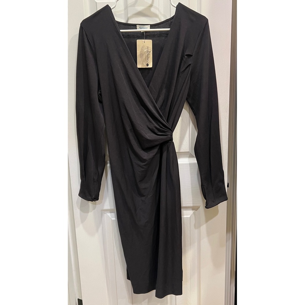 Sundance Always Right Dress Black Faux Wrap Jersey Petite PL 85066-PL-BLK